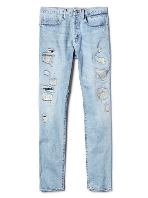 Image number 6 showing, Limited-Edition Distressed Cone Denim&#174 Selvedge Slim Jeans with GapFlex