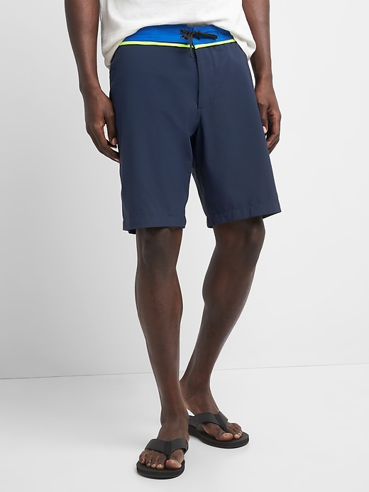 View large product image 1 of 1. 10" Solid Board Shorts with Bi-Stretch