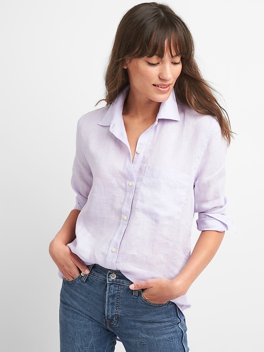 View large product image 1 of 1. Oversize Boyfriend Shirt in Linen