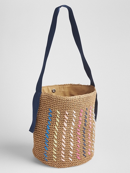 View large product image 1 of 3. Straw Bucket Bag