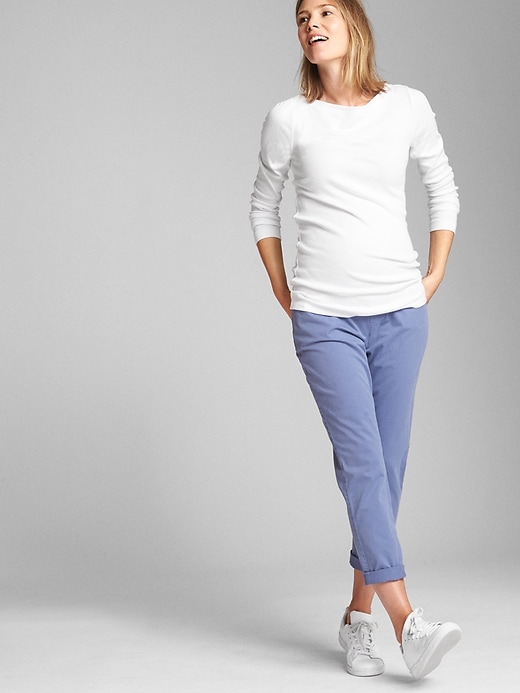 View large product image 1 of 1. Maternity Full Panel Girlfriend Chinos