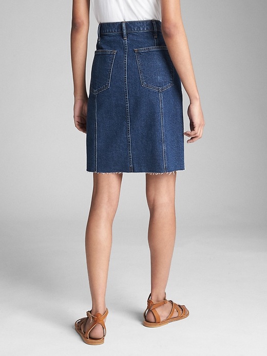 Image number 2 showing, High Rise Button-Front Denim Skirt