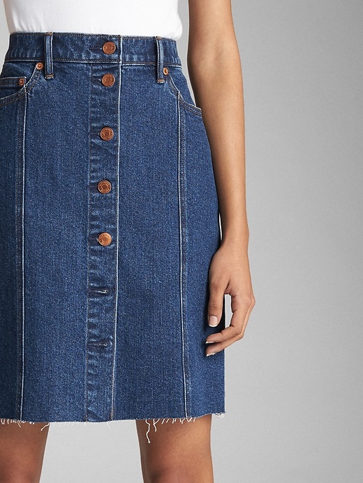 Image number 5 showing, High Rise Button-Front Denim Skirt