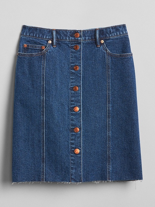 Image number 6 showing, High Rise Button-Front Denim Skirt