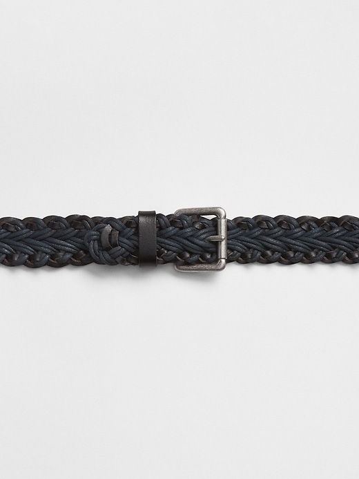 View large product image 2 of 3. Leather Trim Braided Belt