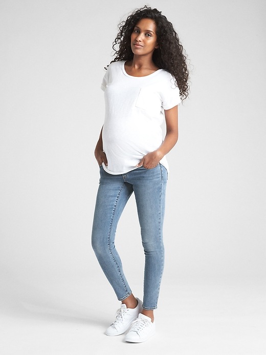 Image number 3 showing, Maternity Soft Wear Demi Panel True Skinny Jeans
