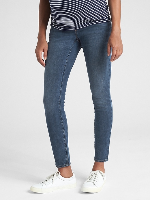 Image number 1 showing, Maternity Soft Wear Full Panel True Skinny Jeans