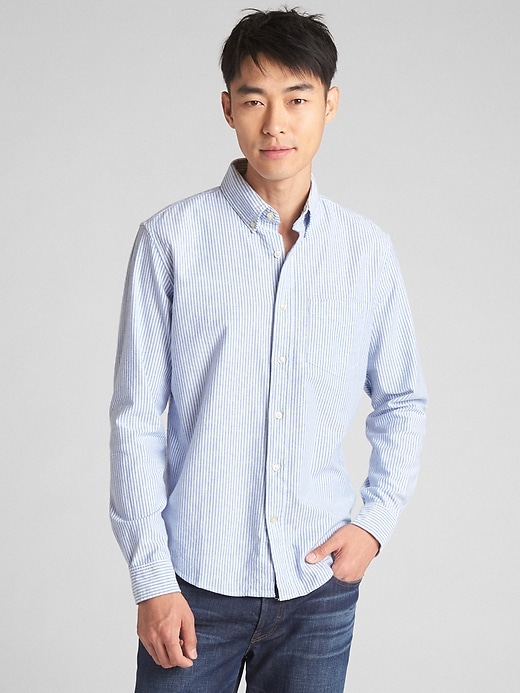 View large product image 1 of 1. Lived-In Stretch Oxford Shirt in Untucked Fit
