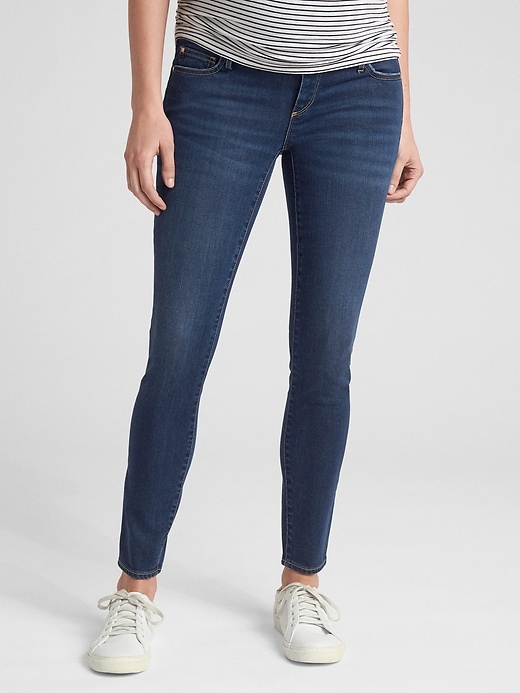 Image number 1 showing, Maternity Soft Wear Comfort Panel True Skinny Jeans