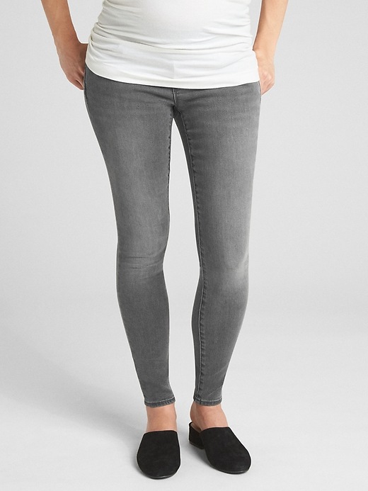 Image number 1 showing, Maternity Soft Wear Demi Panel True Skinny Jeans