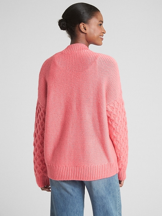 Image number 2 showing, Chunky Mix-Knit Cardigan Sweater