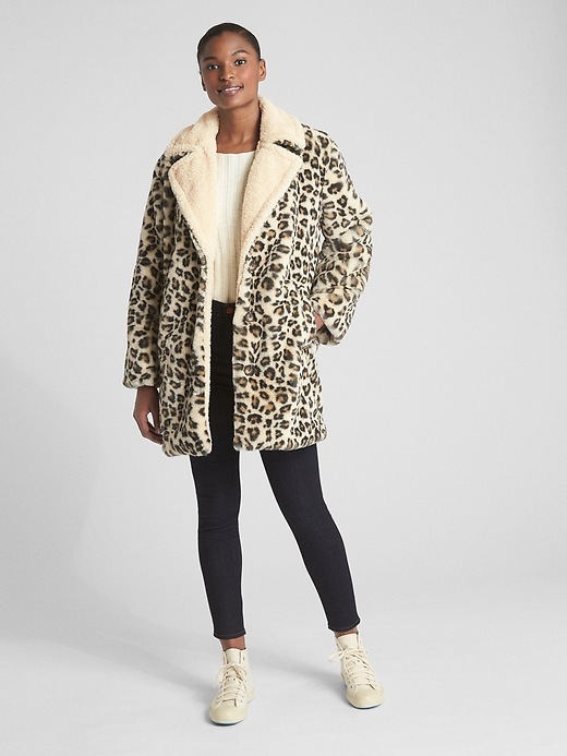 Image number 3 showing, Leopard Faux-Fur Coat