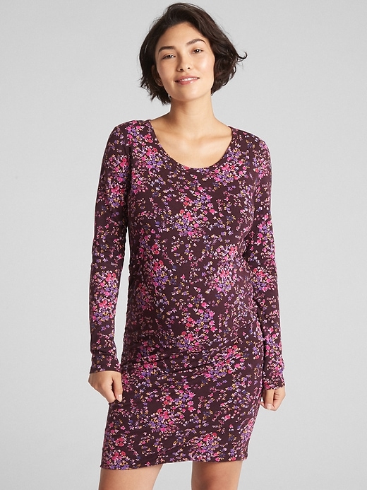Image number 10 showing, Maternity Long Sleeve T-Shirt Dress