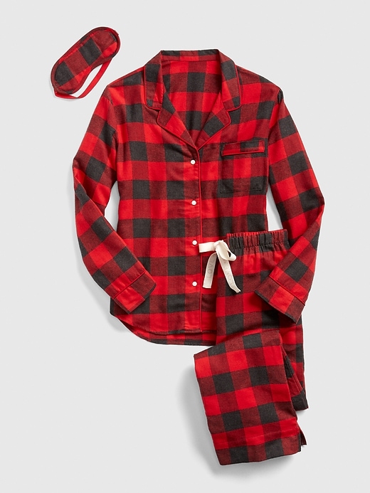 Image number 2 showing, Cozy Flannel PJ Set with Eye Mask