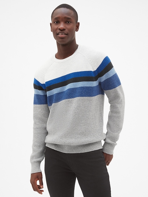 Image number 1 showing, Crazy Stripe Colorblock Pullover Sweater