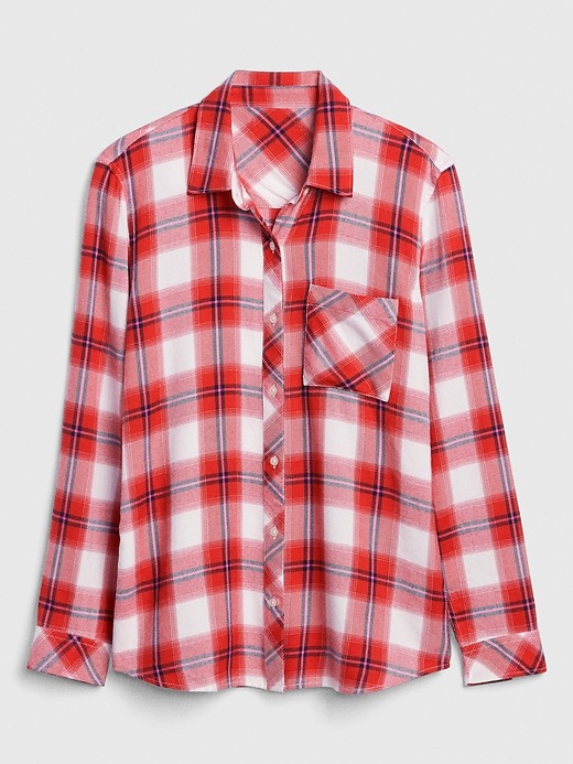 Image number 6 showing, Drapey Plaid Flannel Pocket Shirt