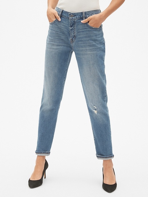 Image number 1 showing, Mid Rise Girlfriend Jeans With Washwell&#153