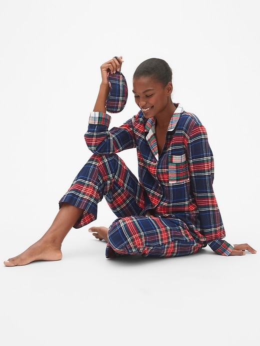 Image number 4 showing, Cozy Flannel PJ Set with Eye Mask