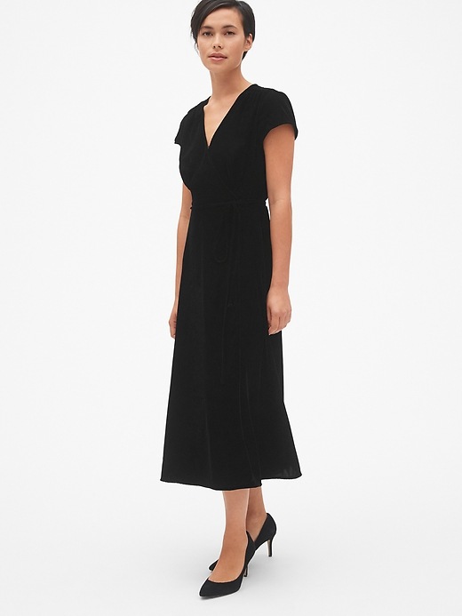 Image number 1 showing, Velvet Midi Wrap Dress