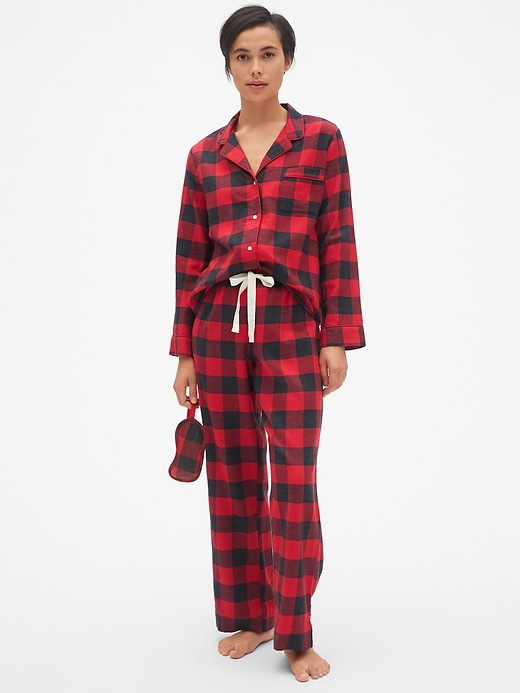 Image number 1 showing, Cozy Flannel PJ Set with Eye Mask