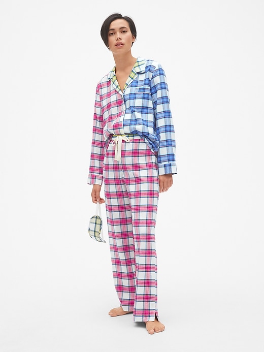 View large product image 1 of 1. Cozy Flannel PJ Set with Eye Mask