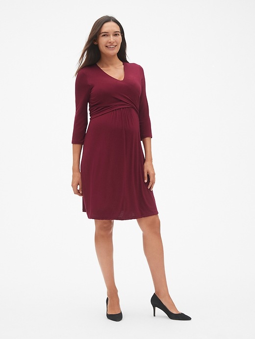 Image number 9 showing, Maternity Three-Quarter Sleeve Wrap Dress