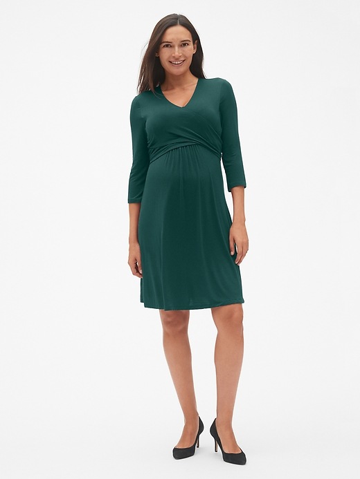 Image number 10 showing, Maternity Three-Quarter Sleeve Wrap Dress