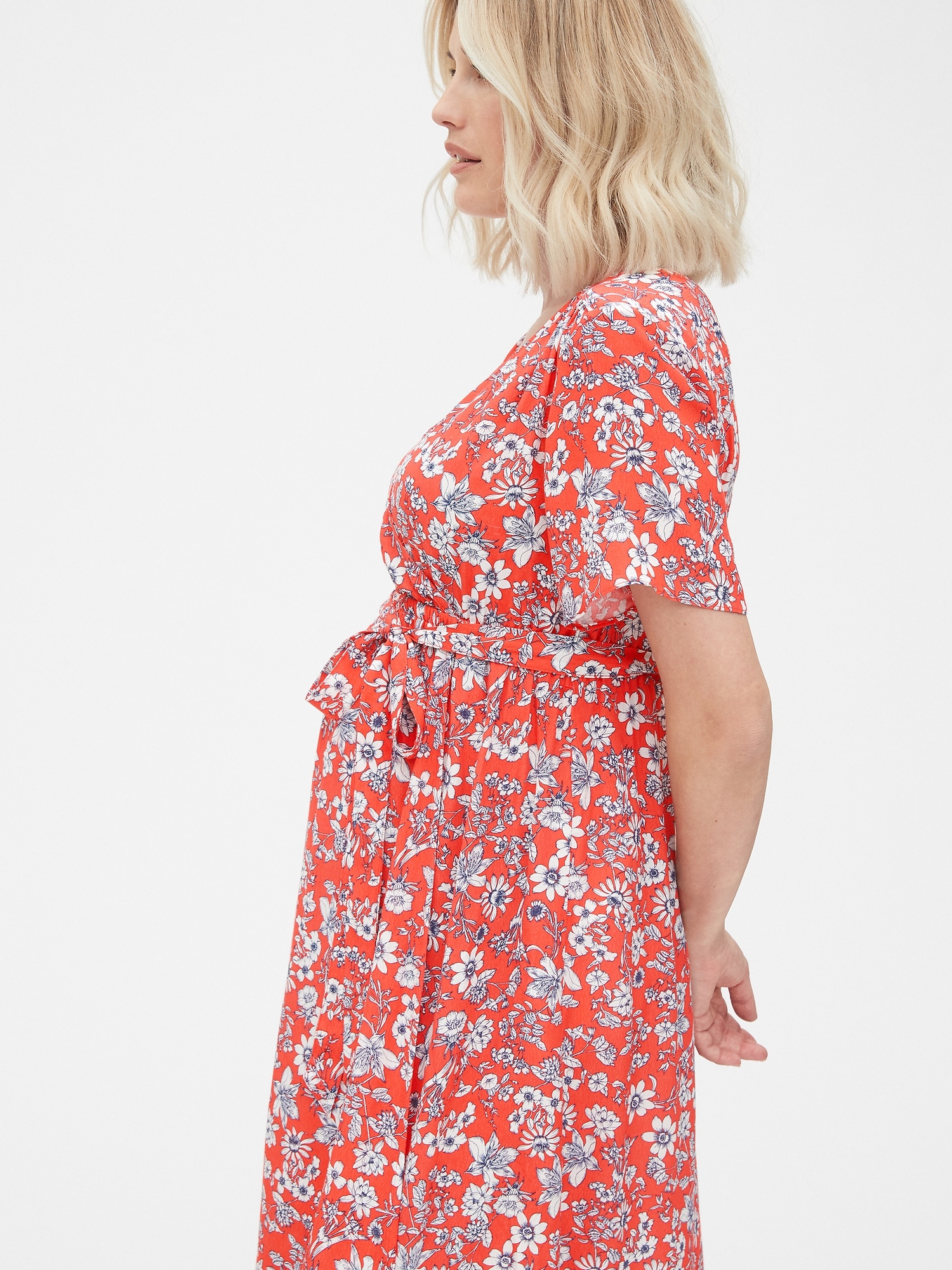 Maternity Printed Wrap Maxi Dress