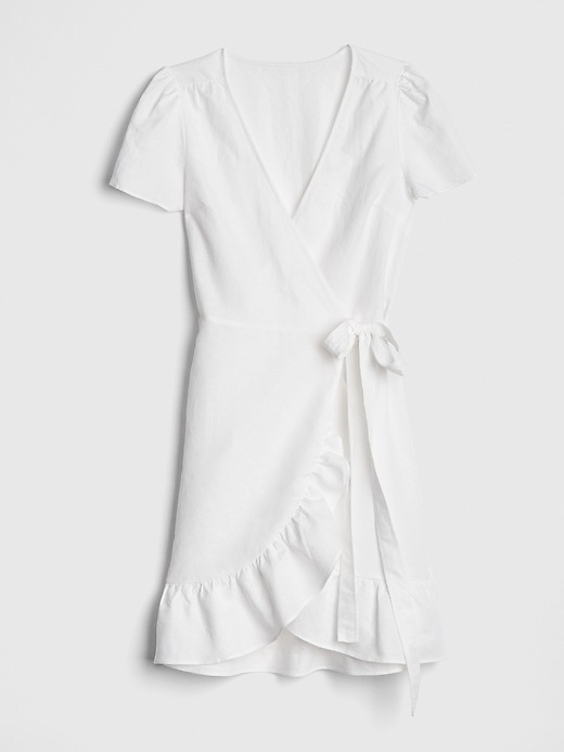 Image number 6 showing, Ruffle Wrap Dress in Linen-Cotton