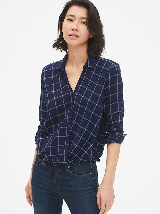 Image number 1 showing, Plaid Wrap-Front Shirt