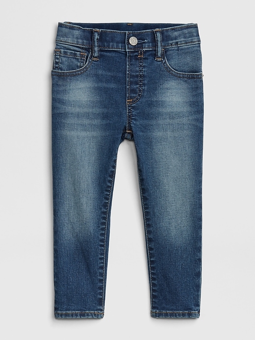 View large product image 1 of 1. Toddler Elasticized Pull-On Slim Taper Jeans with Washwell&#153