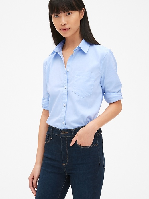 Image number 2 showing, Fitted Boyfriend Oxford Shirt
