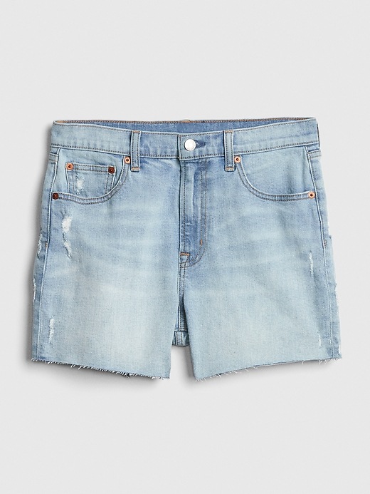Image number 6 showing, High Rise 4" Denim Shorts with Raw Hem