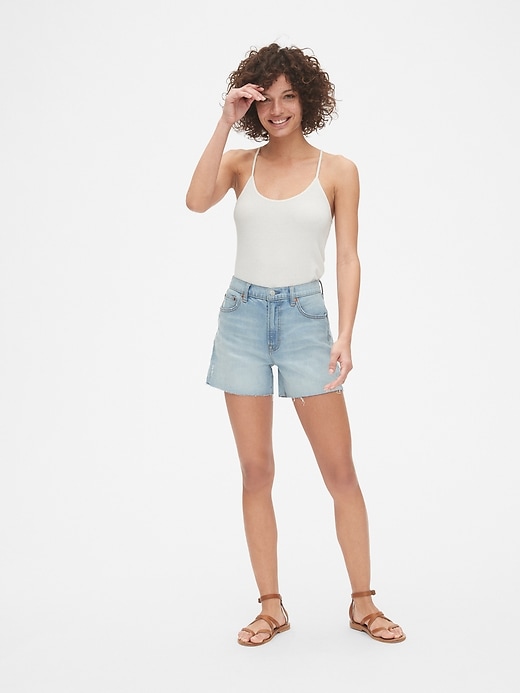 Image number 3 showing, High Rise 4" Denim Shorts with Raw Hem
