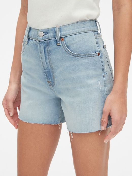 Image number 5 showing, High Rise 4" Denim Shorts with Raw Hem