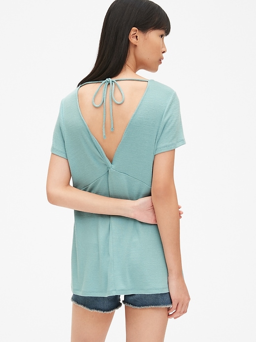 Supersoft Backless Short Sleeve Top in Gimme Guava