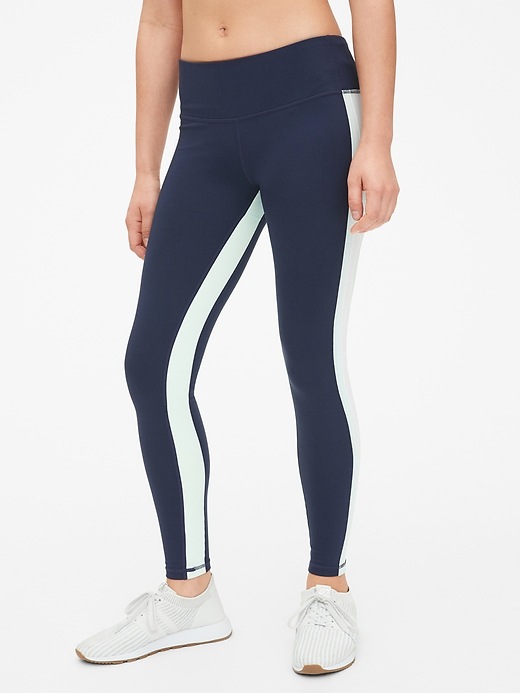 View large product image 1 of 7. GapFit Side-Stripe Panel Full Length Leggings in Eclipse