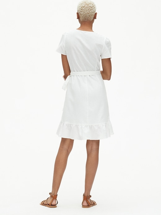 Image number 2 showing, Ruffle Wrap Dress in Linen-Cotton