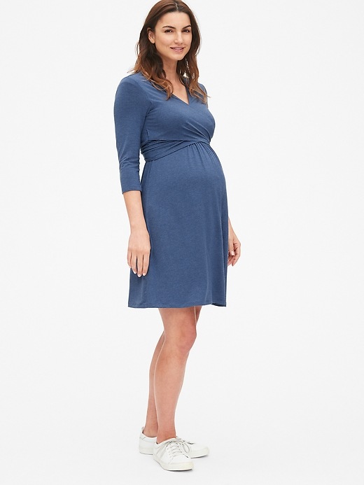 Image number 5 showing, Maternity Three-Quarter Sleeve Wrap Dress