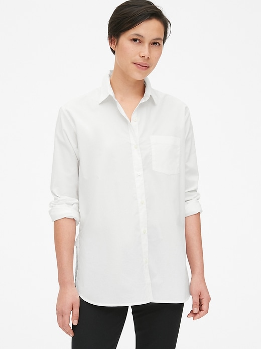 Image number 1 showing, Cross-Button Boyfriend Shirt