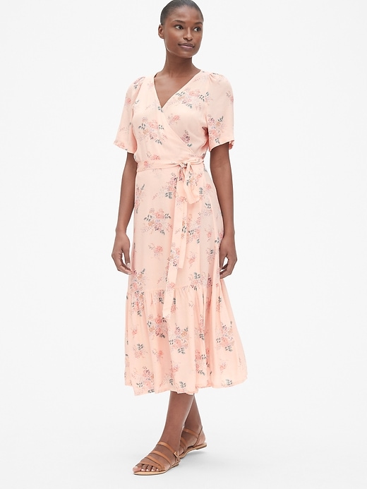 Image number 7 showing, Floral Print Ruffle-Hem Midi Wrap Dress
