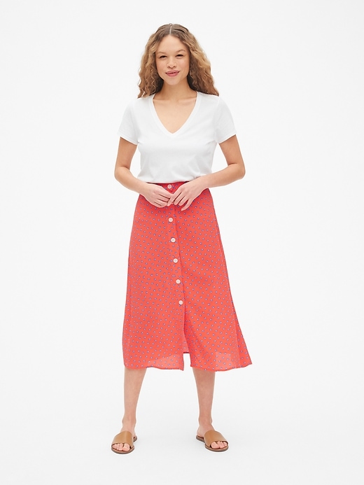 Image number 3 showing, Print Button-Front Midi Skirt