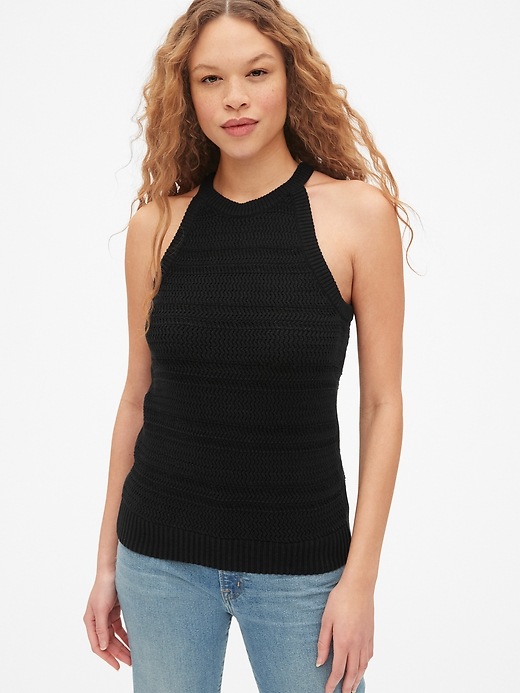 View large product image 1 of 1. High-Neck Sweater Tank Top