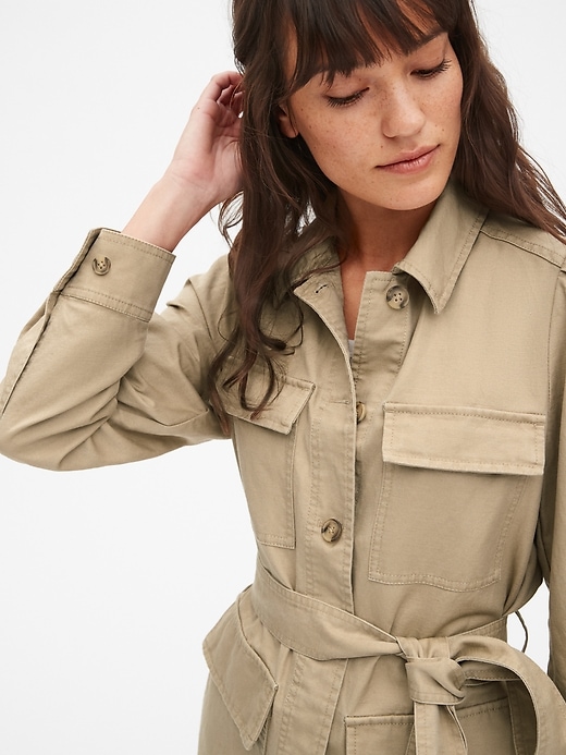 Image number 5 showing, Puff Sleeve Utility Jacket in Linen-Cotton
