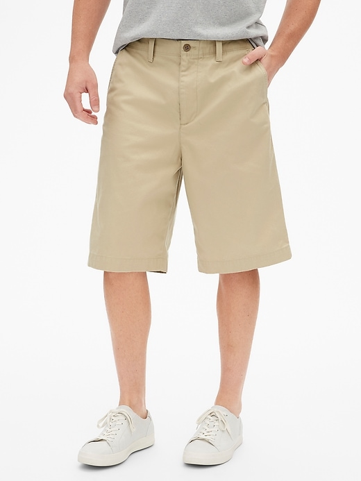 View large product image 1 of 1. 12" Wide-Leg Khaki Shorts