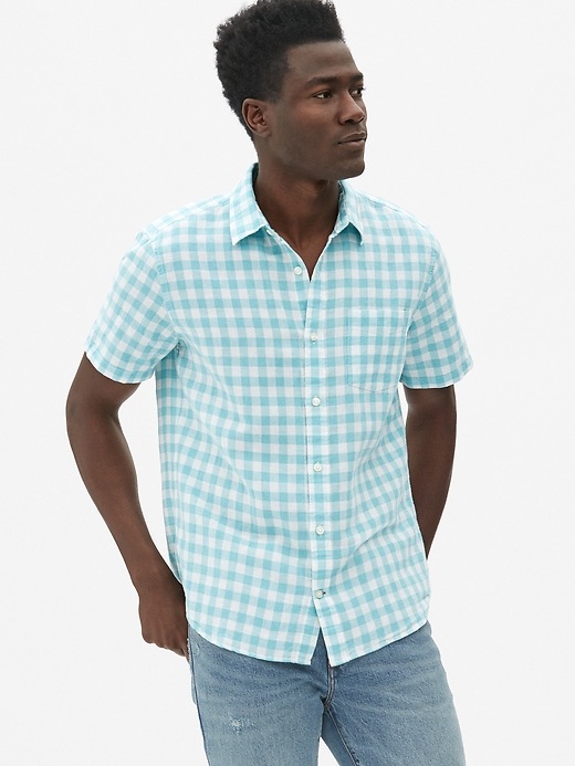 View large product image 1 of 1. Linen-Cotton Short Sleeve Shirt