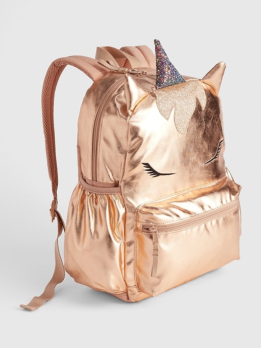 Image number 1 showing, Kids Metallic Unicorn Senior Backpack
