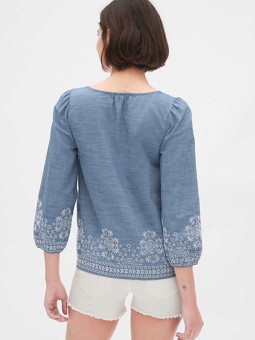 Image number 2 showing, Embroidered Bib-Front Blouse