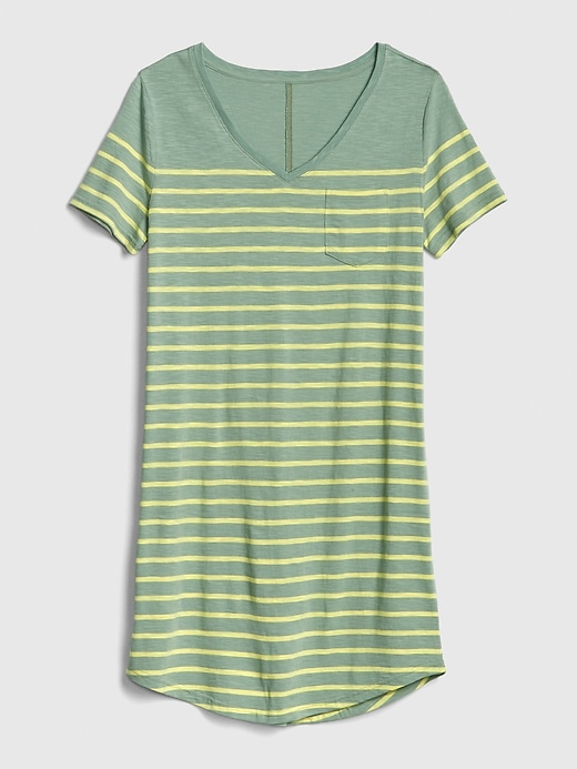 Image number 6 showing, Stripe Relaxed V-Neck Pocket T-Shirt Dress