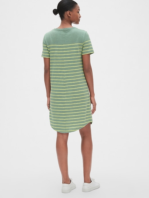 Image number 2 showing, Stripe Relaxed V-Neck Pocket T-Shirt Dress